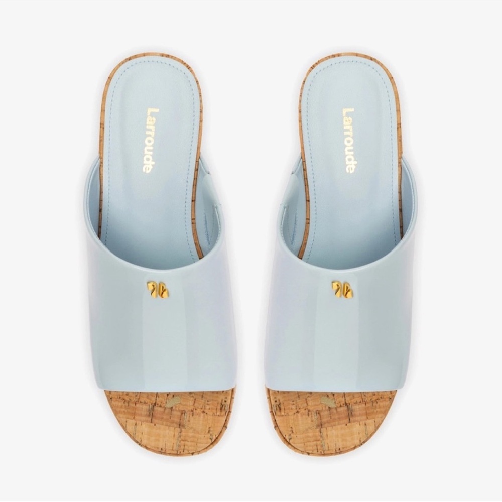 Larroude Blue Mules Modern Minimalist Design